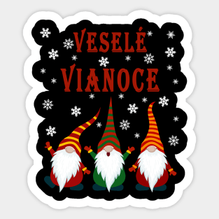 Gnomes Funny Pajama Cute Christmas Gift Slovakia Veselé Vianoce Sticker